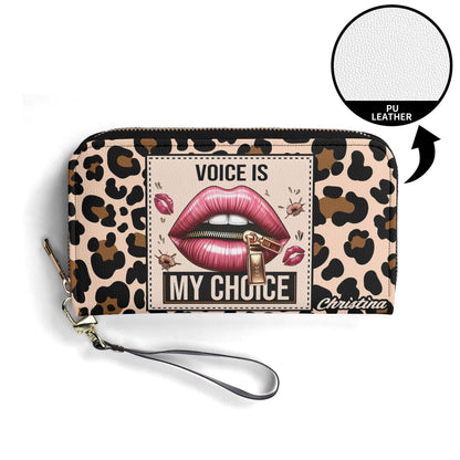 Voice is my Choice - Personalized Leather Clutch Purse LEO03C