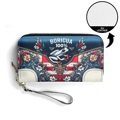 Boricua 100% - Personalized Leather Clutch Purse BOR08C