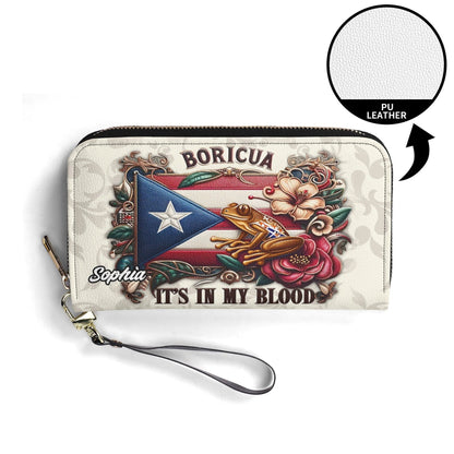 Boricua It's my blood - Personalized Leather Clutch Purse BOR01BC