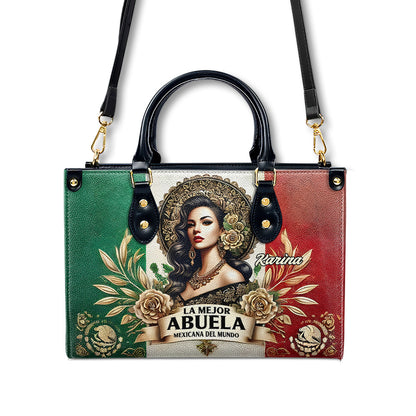 La Mejor Abuela Del Mundo - Personalized Leather Handbag - Customize Gift For Her MEX07