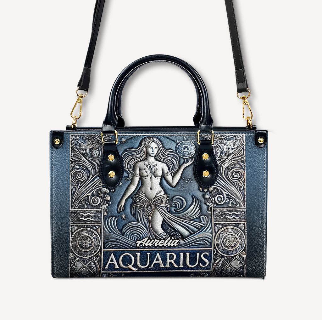 Aquarius Zodiac - Personalized Leather Handbag - Customize Gift For Her ZOD01