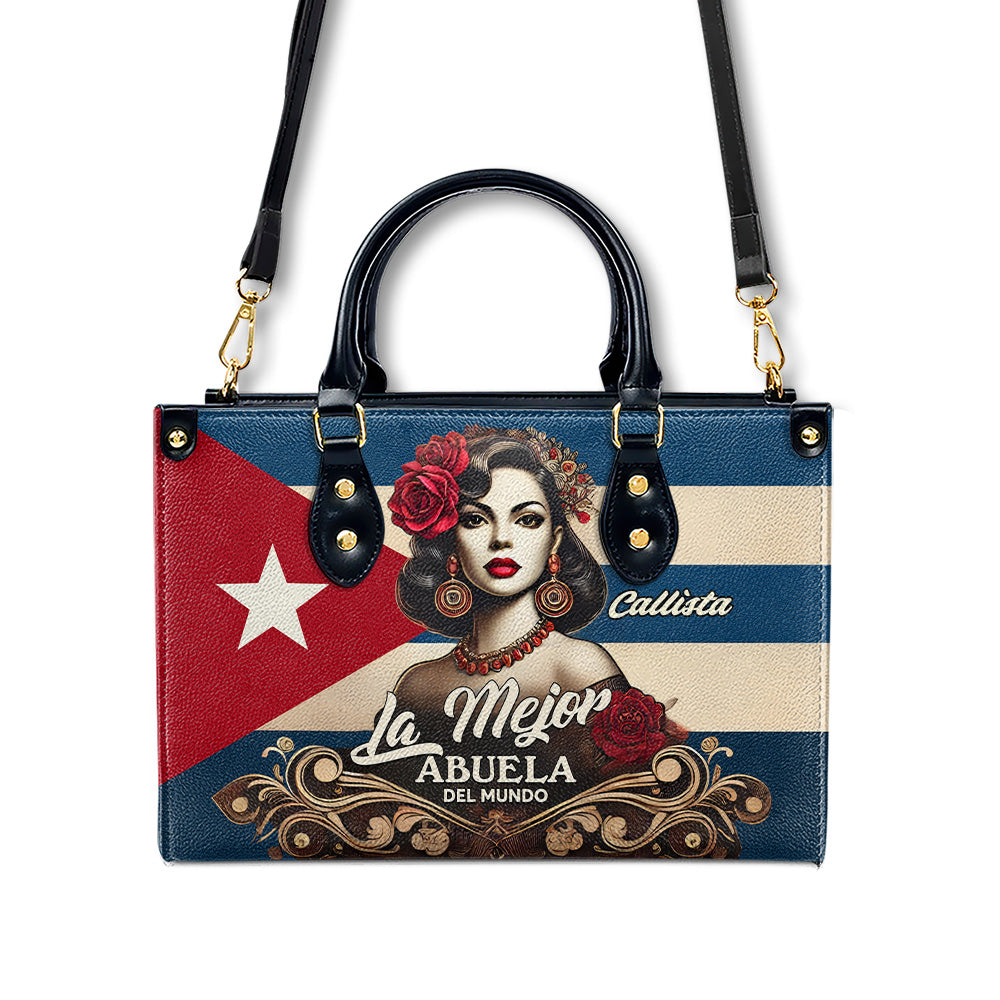 La Mejor Abuela Del Mundo - Personalized Leather Handbag - Customize Gift For Her CUB03