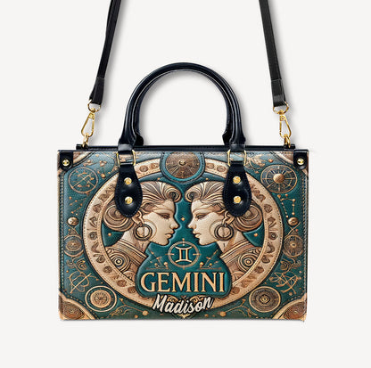 Gemini Zodiac - Personalized Leather Handbag - Customize Gift For Her ZOD05