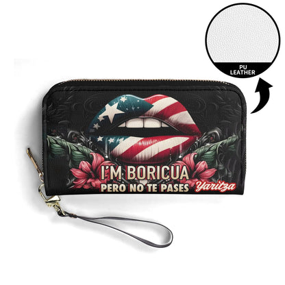 Boricua I'm nice Pero no te pases - Personalized Leather Clutch Purse PUE01C