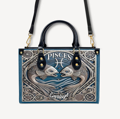 Pisces Zodiac - Personalized Leather Handbag - Customize Gift For Her ZOD08