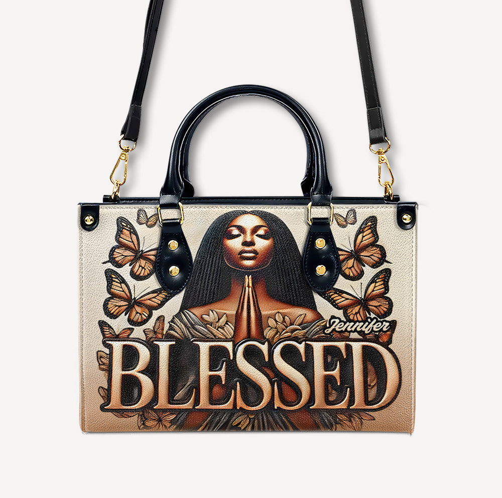 BLESSED - Personalized Leather Handbag - Customize Gift For Her CHR01