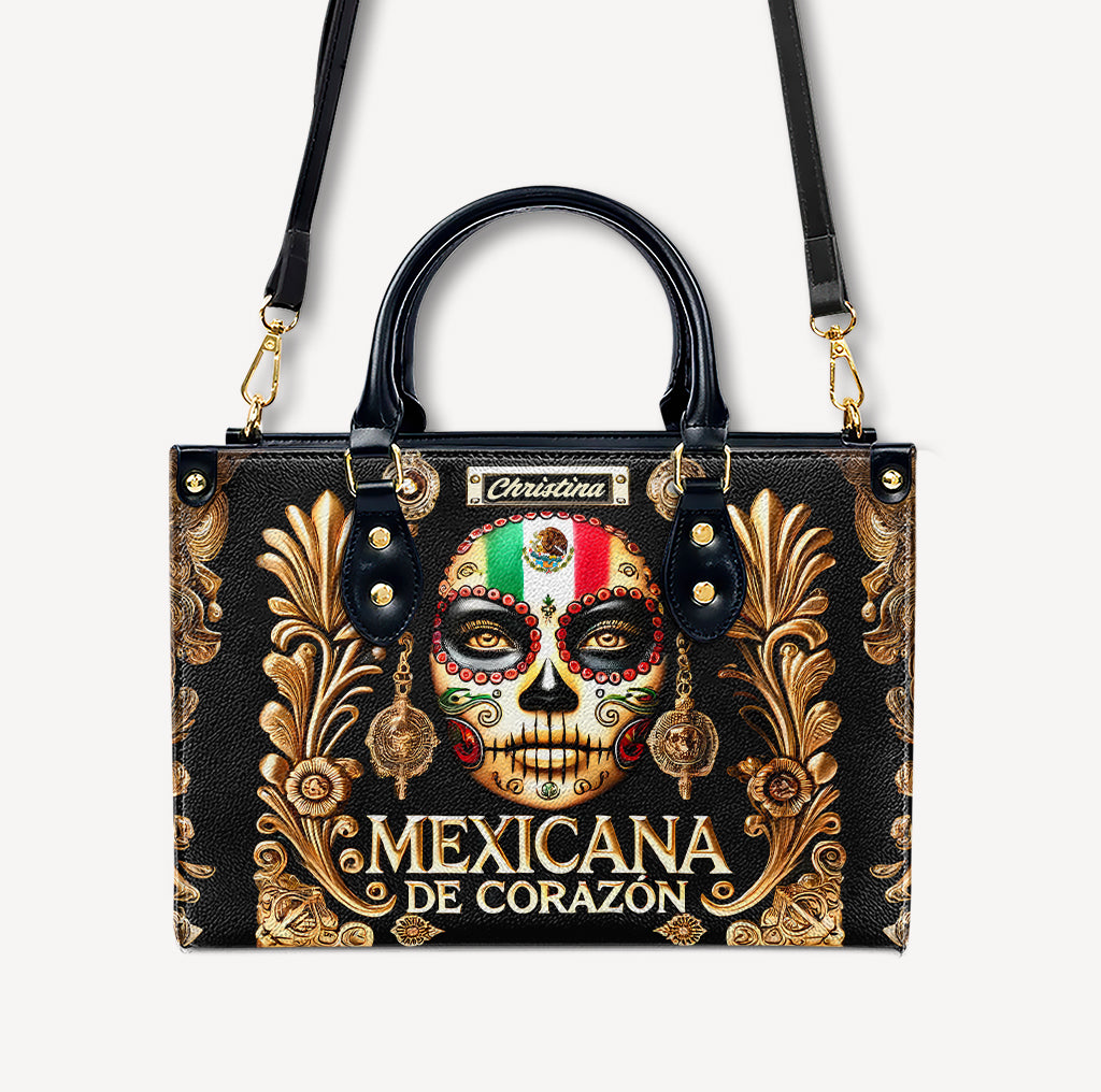 Mexicana de corazón - Personalized Leather Handbag - Customize Gift For Her MEX04