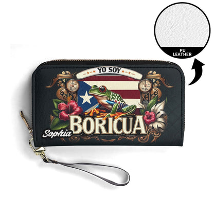 Yo soy Boricua - Personalized Leather Clutch Purse BOR06C