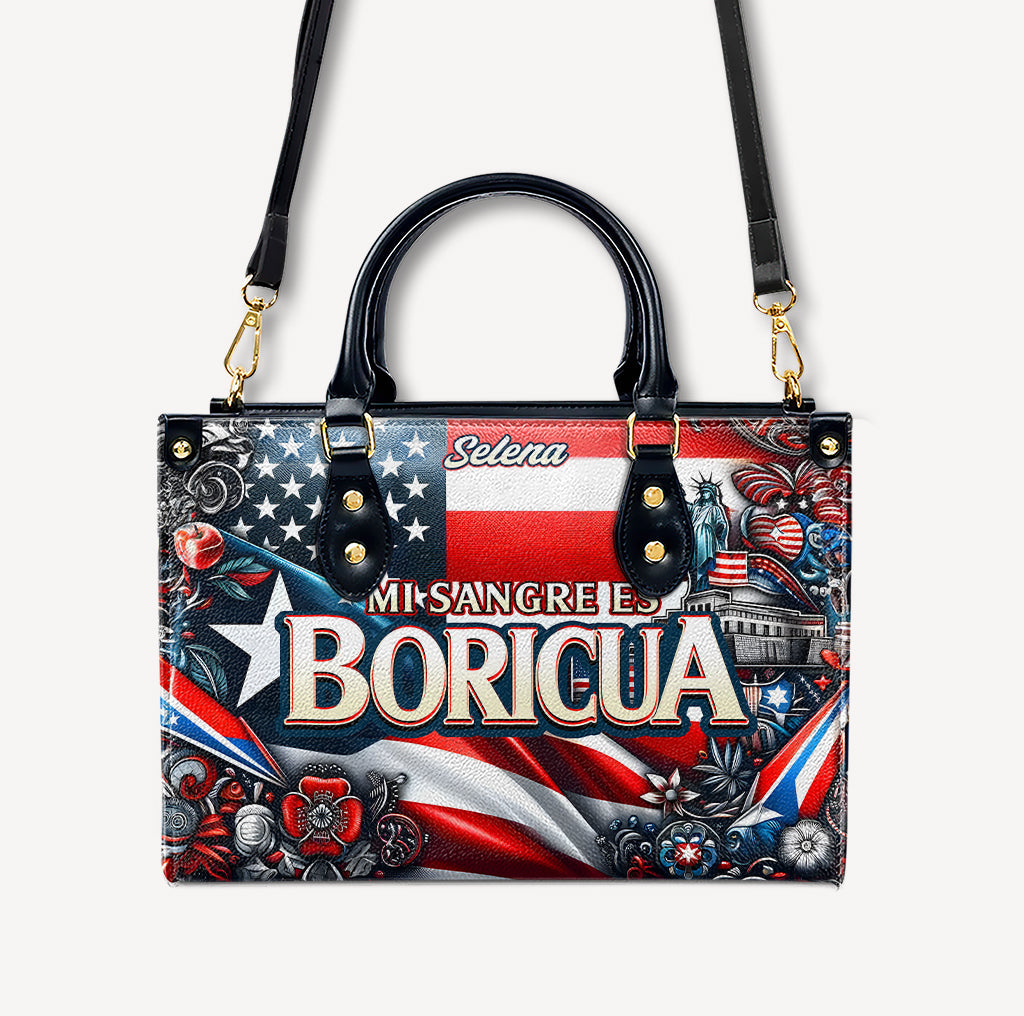 Mi sangre es Boricua - Personalized Leather Handbag - Customize Gift For Her BOR11