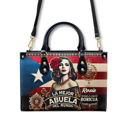 La Mejor Abuela Del Mundo - Personalized Leather Handbag - Customize Gift For Her BOR13