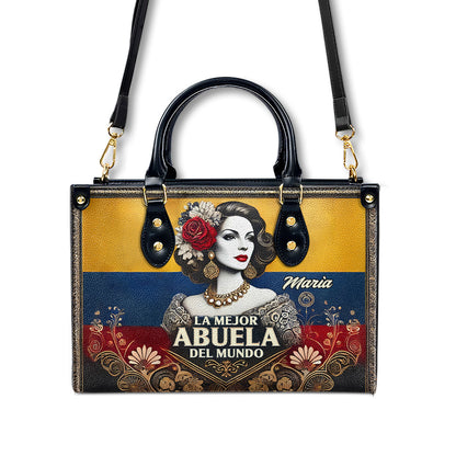 La Mejor Abuela Del Mundo - Personalized Leather Handbag - Customize Gift For Her COL07