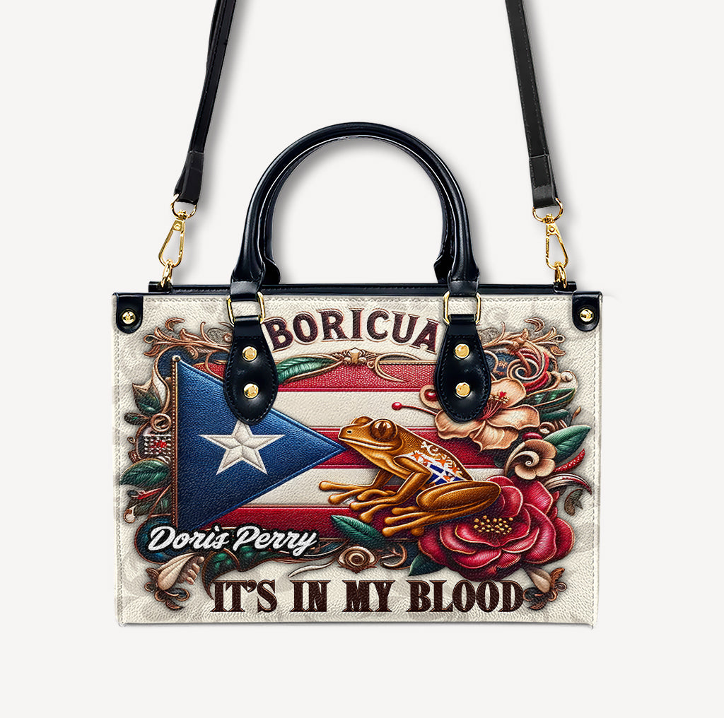 Boricua It's in my blood - Personalized Leather Handbag - Customize Gift For Her BOR01B