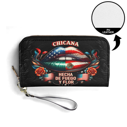 Chicana - Personalized Leather Clutch Purse MEX02C