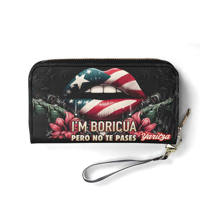 Boricua I'm nice Pero no te pases - Personalized Leather Clutch Purse PUE01C