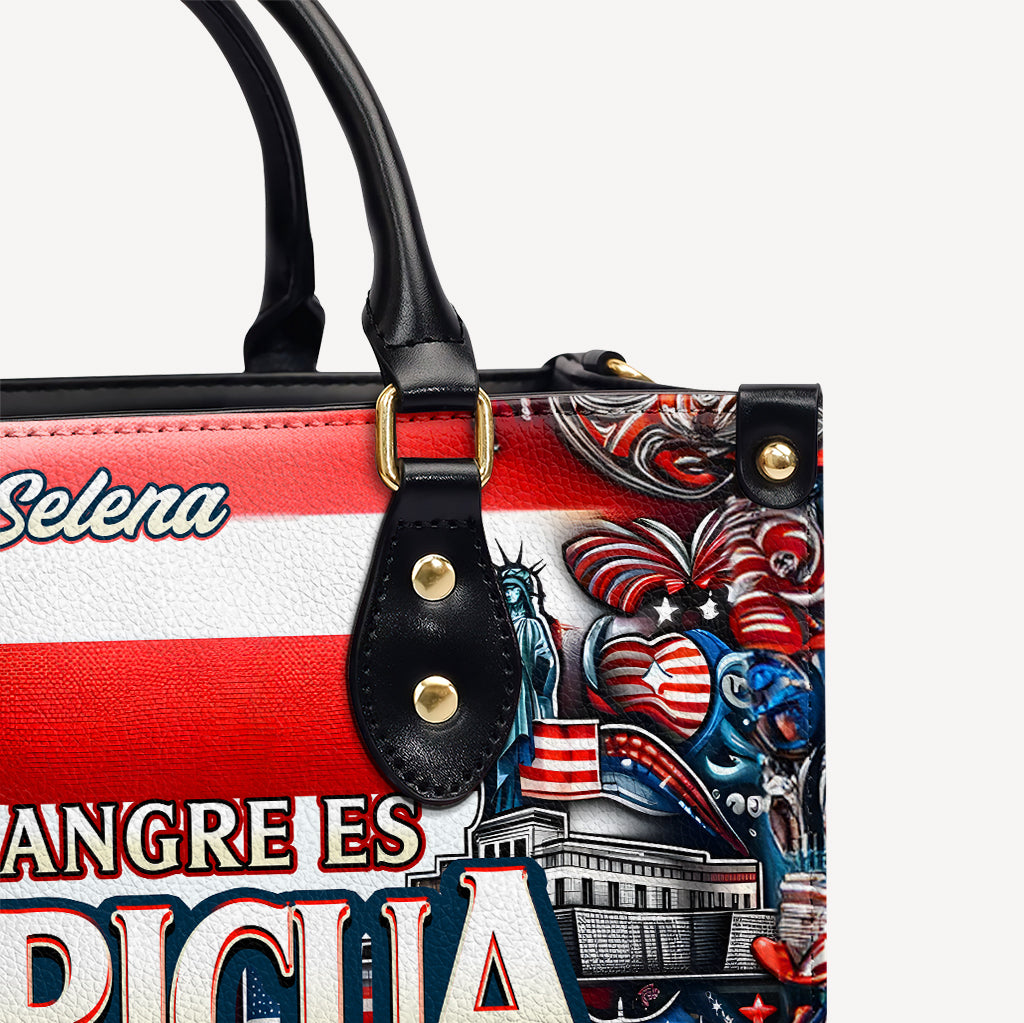 Mi sangre es Boricua - Personalized Leather Handbag - Customize Gift For Her BOR11