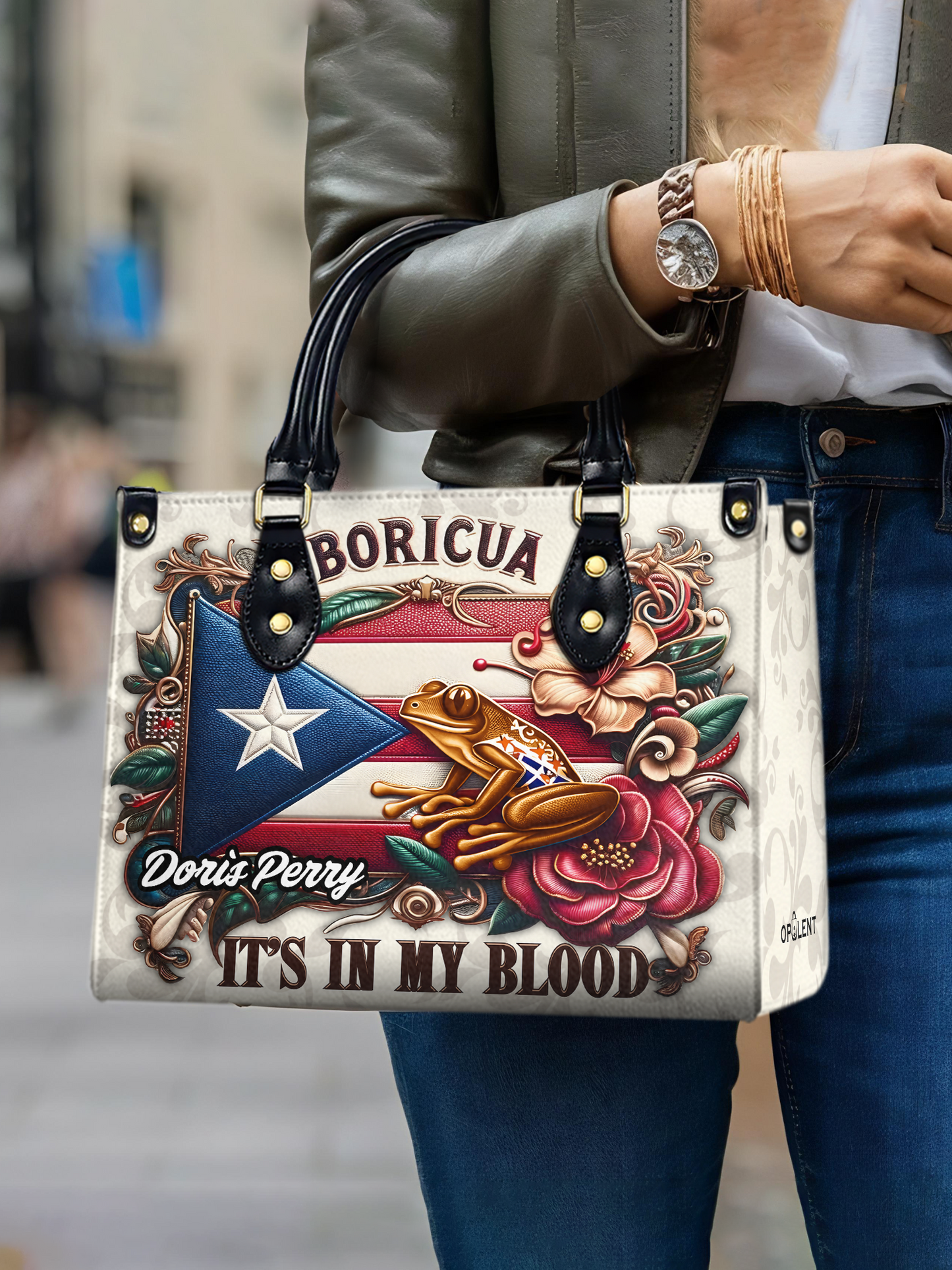 Boricua It's in my blood - Personalized Leather Handbag - Customize Gift For Her BOR01B