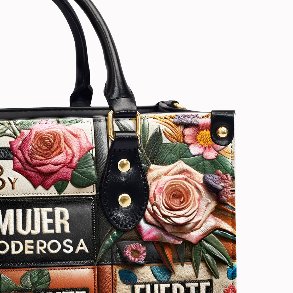 Yo Soy Mujer Poderosa Inteligente Valiente - Personalized Leather Handbag LEO02