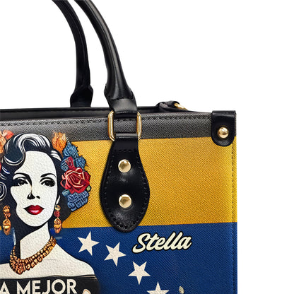 La Mejor Abuela Del Mundo - Personalized Leather Handbag - Customize Name VEN02