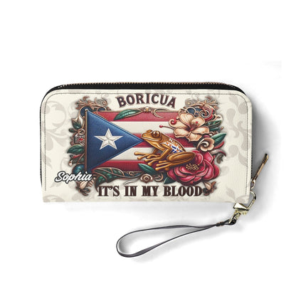 Boricua It's my blood - Personalized Leather Clutch Purse BOR01BC