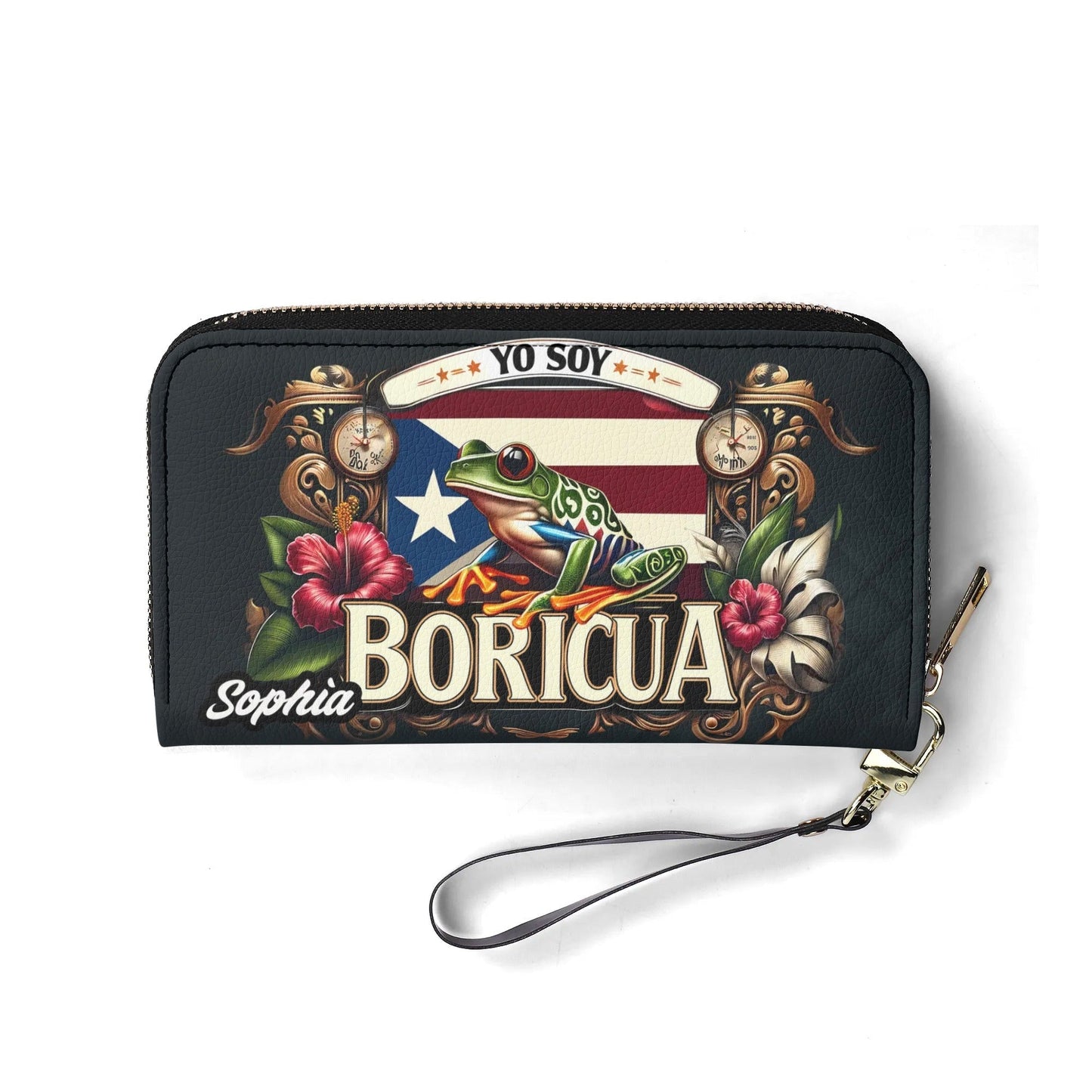 Yo soy Boricua - Personalized Leather Clutch Purse BOR06C