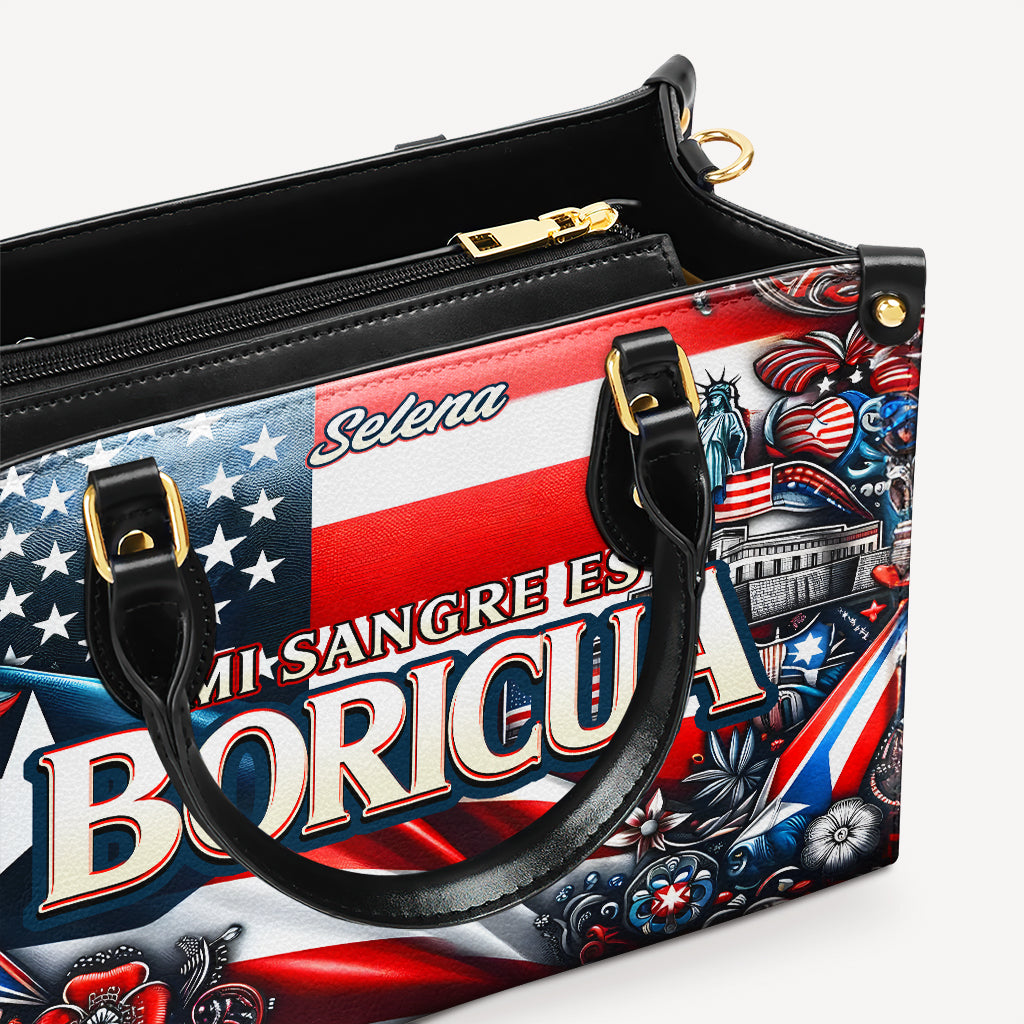 Mi sangre es Boricua - Personalized Leather Handbag - Customize Gift For Her BOR11