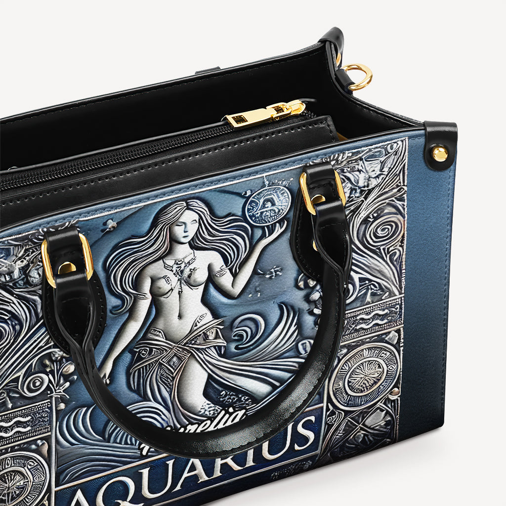 Aquarius Zodiac - Personalized Leather Handbag - Customize Gift For Her ZOD01