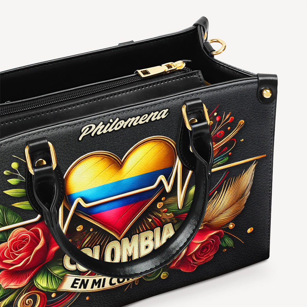 Colombia En Mi Corazón - Personalized Leather Handbag - Customize Gift For Her COL03