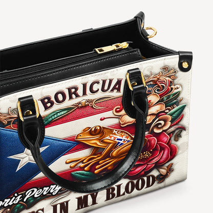 Boricua It's in my blood - Personalized Leather Handbag - Customize Gift For Her BOR01B