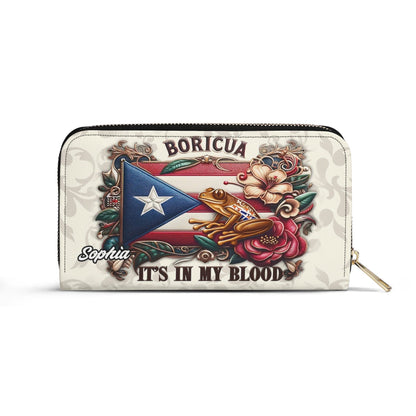 Boricua It's my blood - Personalized Leather Clutch Purse BOR01BC