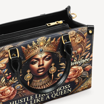 HUSTLE LIKE A BOSS LIVE A LIKE A QUEEN - Personalized Leather Handbag - Customize Gift For Her BLQ06