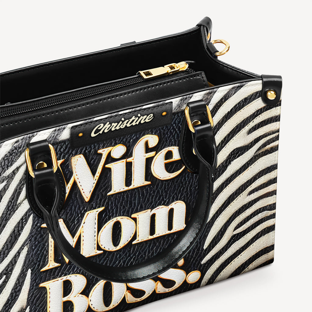 Wife Mom Boss- Personalized Leather Handbag - Customize Gift For Her WOM50