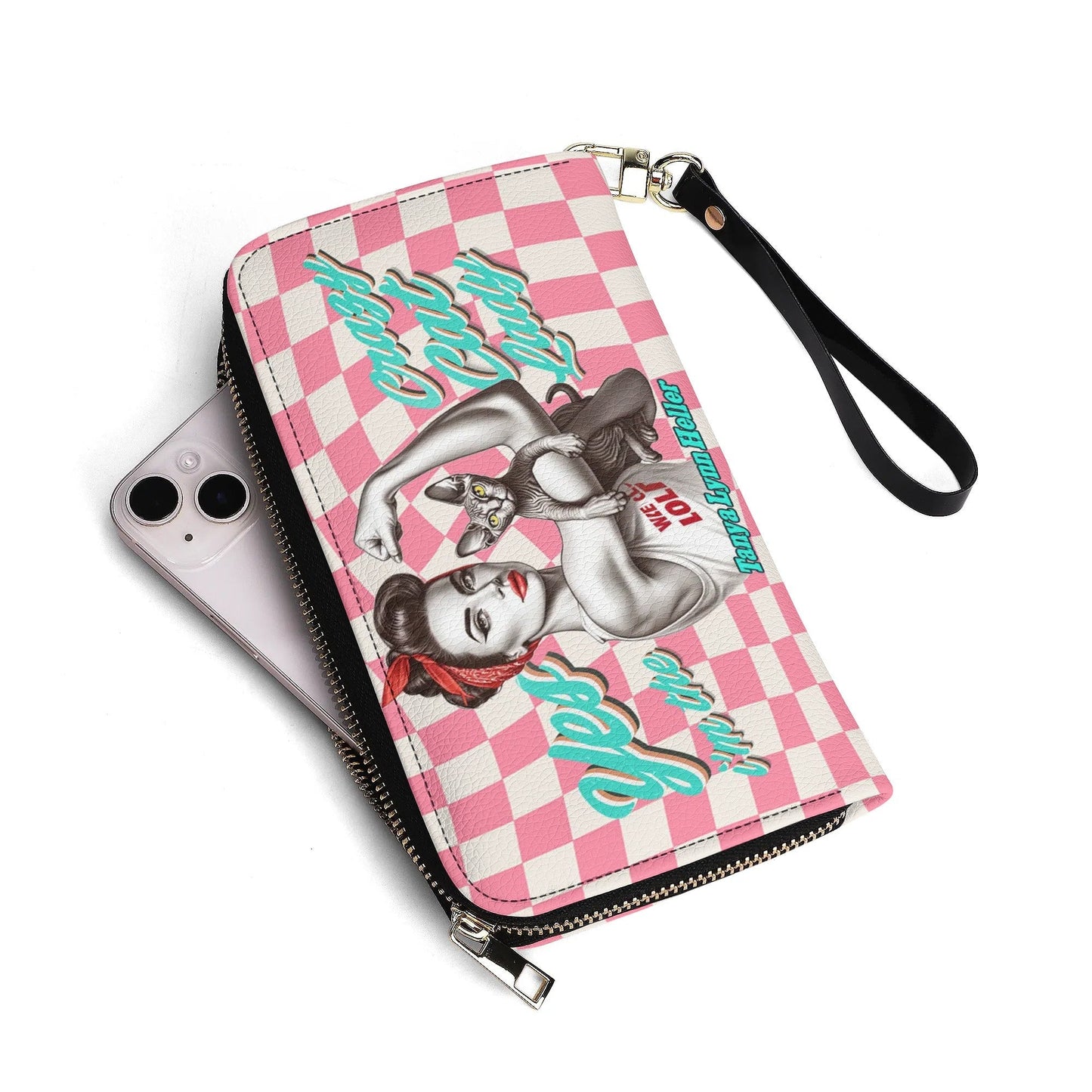 Yes I'm The Crazy Cat Lady - Personalized Leather Clutch Purse CAT18C