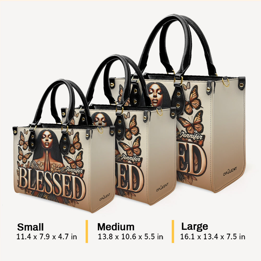 BLESSED - Personalized Leather Handbag - Customize Gift For Her CHR01