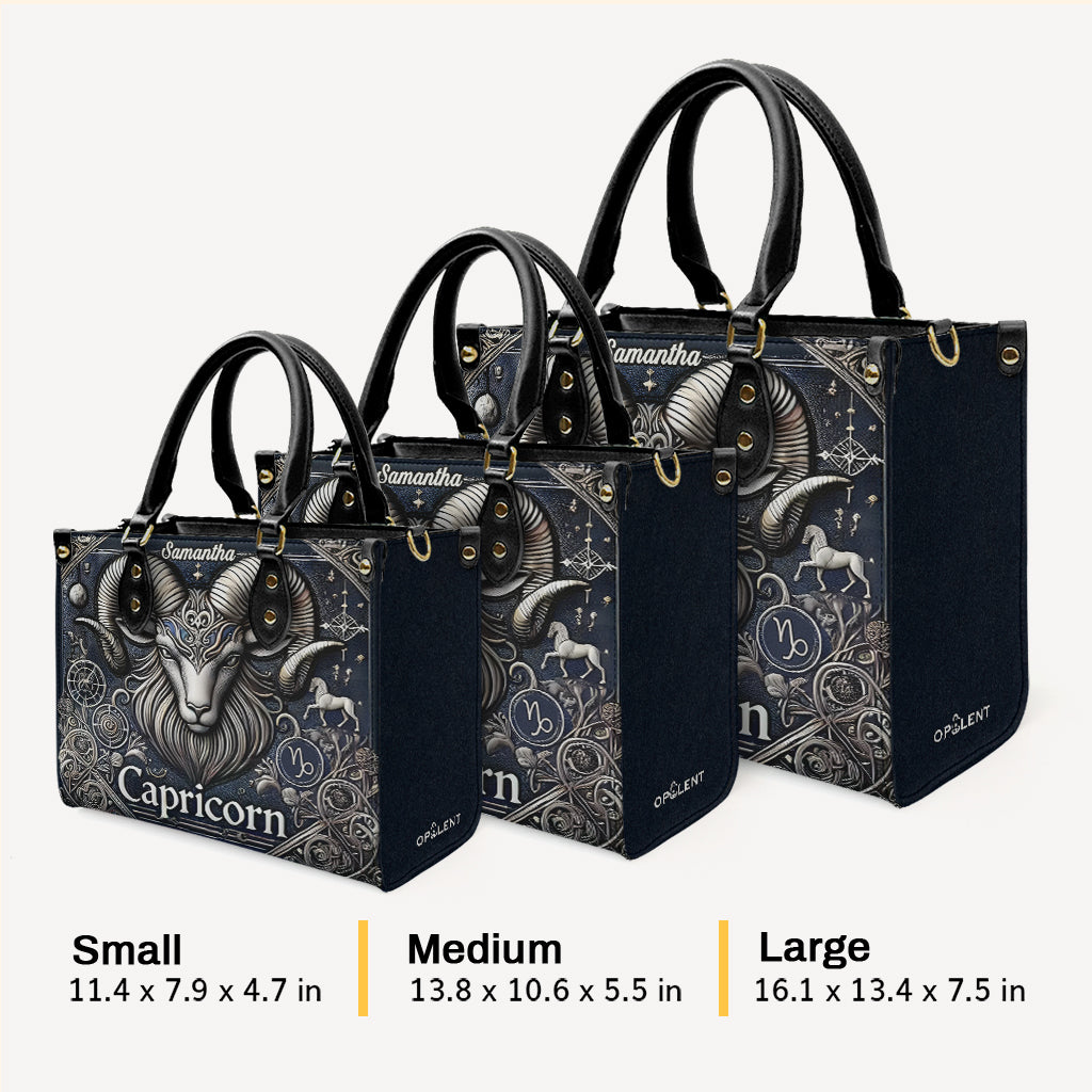 Capricorn Zodiac - Personalized Leather Handbag - Customize Gift For Her ZOD04