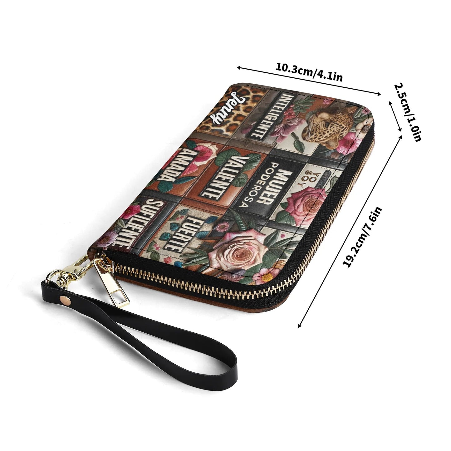 Yo Soy Mujer Poderosa Inteligente Valiente - Personalized Leather Clutch Purse LEO02C