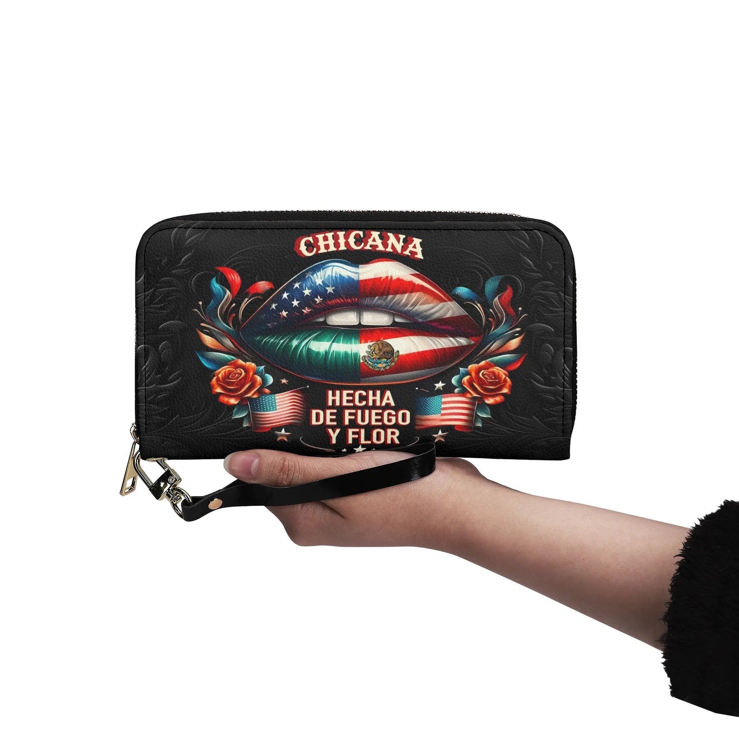 Chicana - Personalized Leather Clutch Purse MEX02C