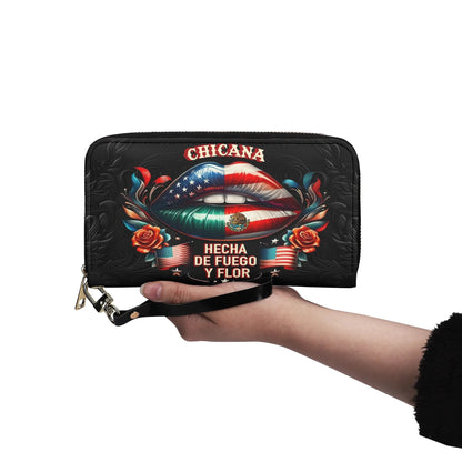 Chicana - Personalized Leather Clutch Purse MEX02C