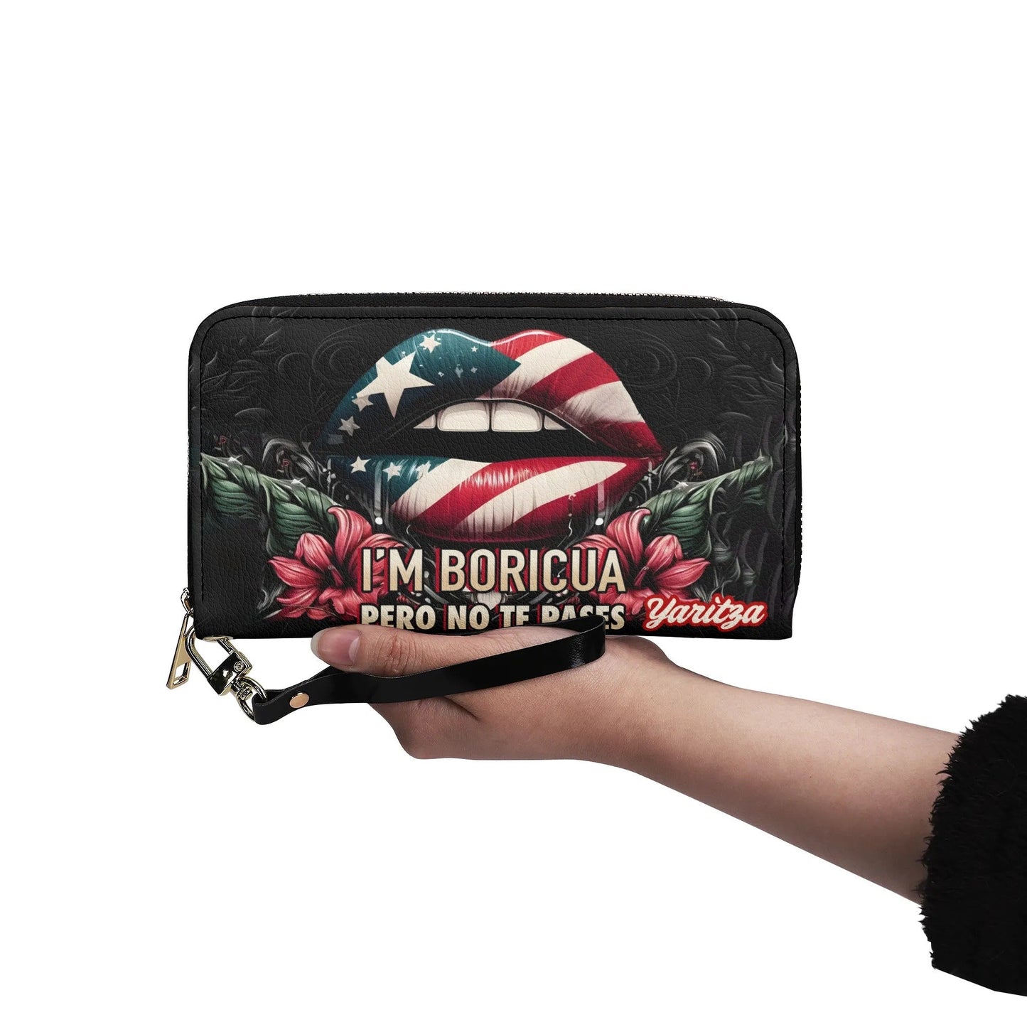 Boricua I'm nice Pero no te pases - Personalized Leather Clutch Purse PUE01C