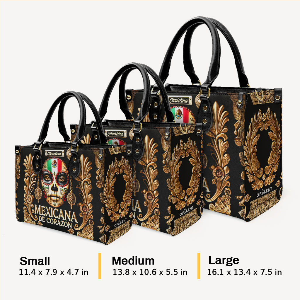 Mexicana de corazón - Personalized Leather Handbag - Customize Gift For Her MEX04