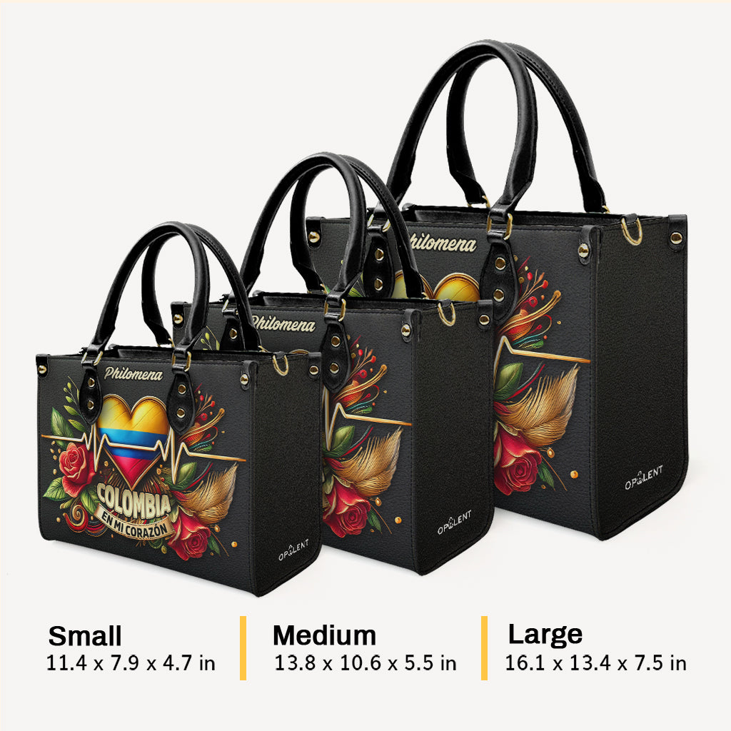 Colombia En Mi Corazón - Personalized Leather Handbag - Customize Gift For Her COL03