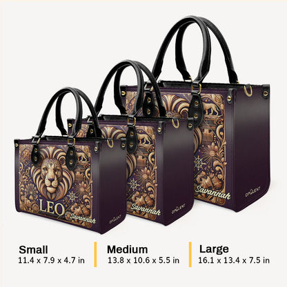 Leo Zodiac - Personalized Leather Handbag - Customize Gift For Her ZOD06