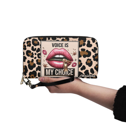 Voice is my Choice - Personalized Leather Clutch Purse LEO03C