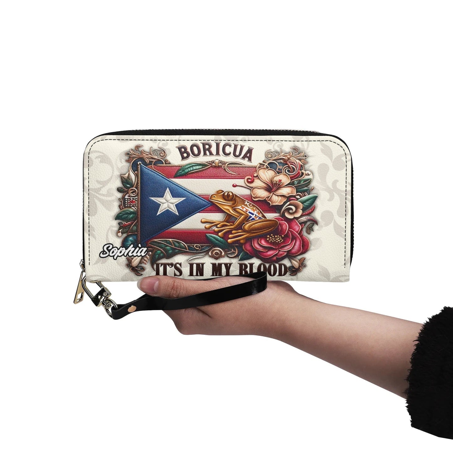 Boricua It's my blood - Personalized Leather Clutch Purse BOR01BC