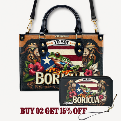 Yo soy Boricua - Personalized Leather Handbag BOR06