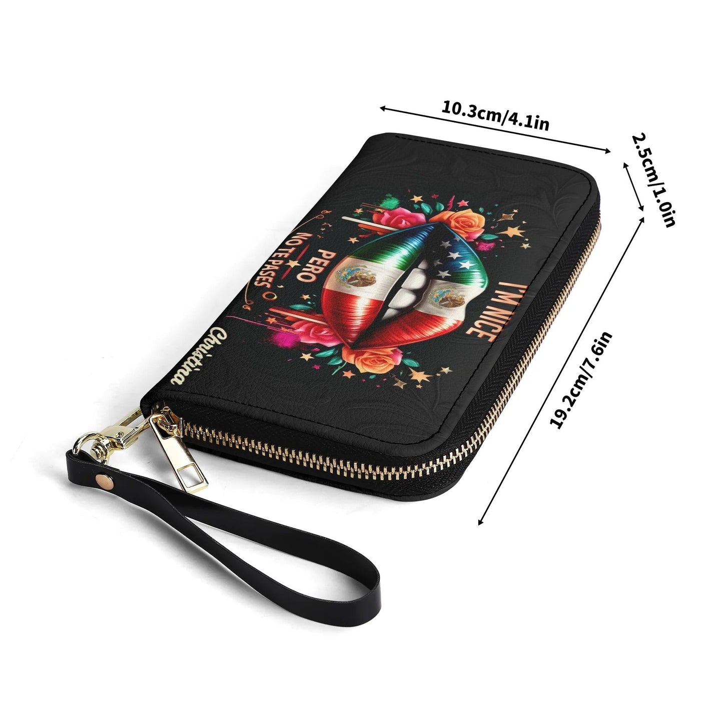 I'm Nice Pero no te Pases - Personalized Leather Clutch Purse MEX01C