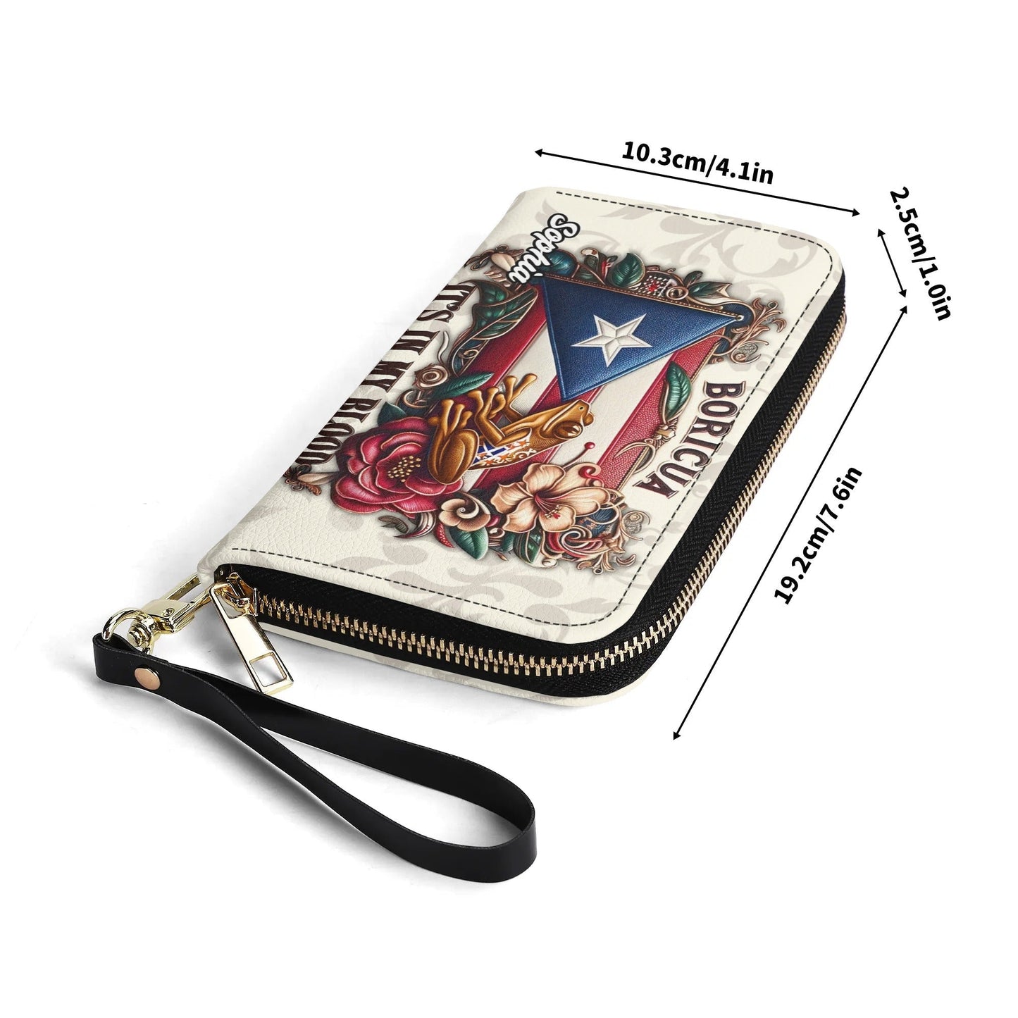 Boricua It's my blood - Personalized Leather Clutch Purse BOR01BC