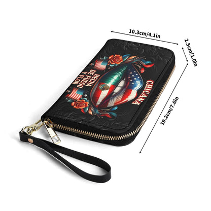 Chicana - Personalized Leather Clutch Purse MEX02C