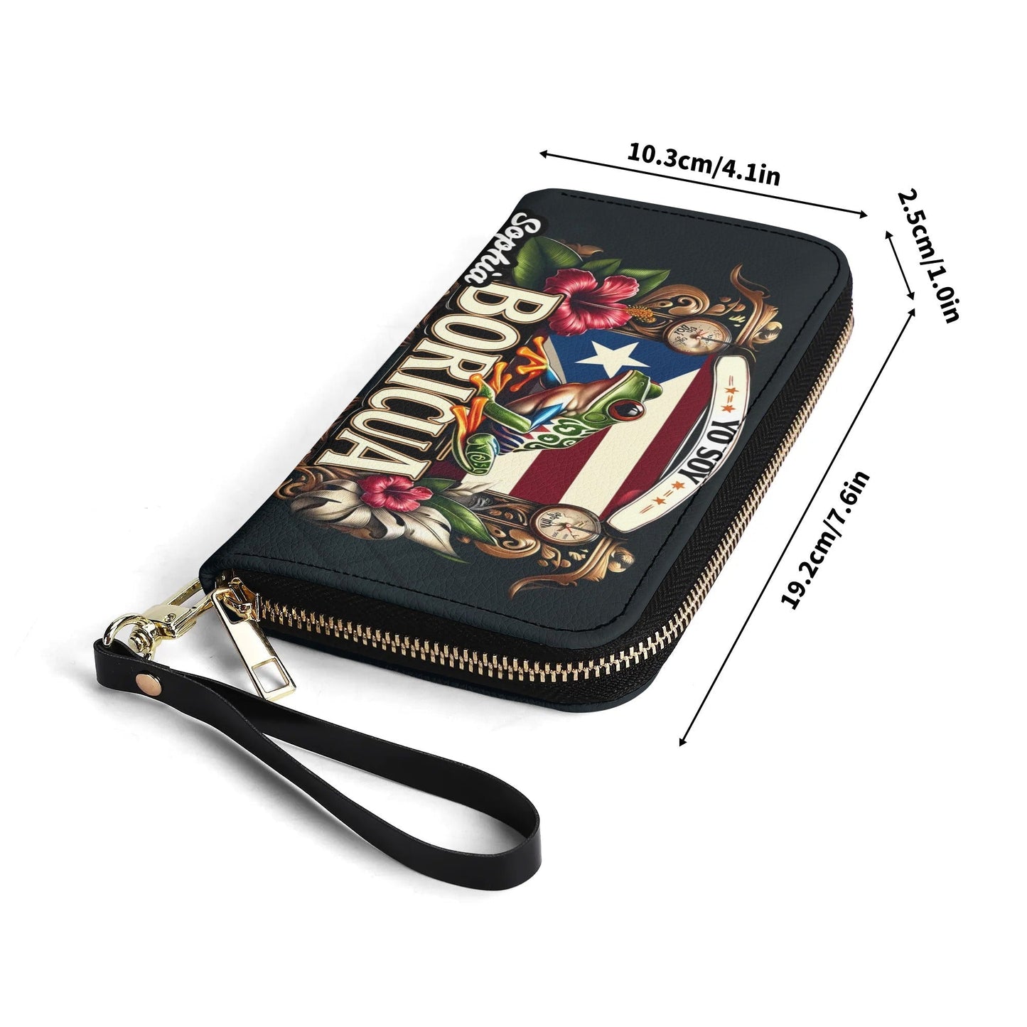 Yo soy Boricua - Personalized Leather Clutch Purse BOR06C