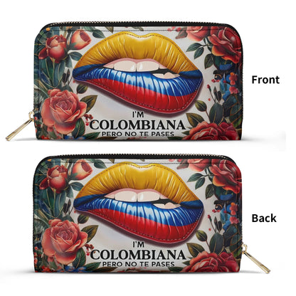 I'm Colombiana Pero No Te Pases - Personalized Leather Clutch Purse COL04C