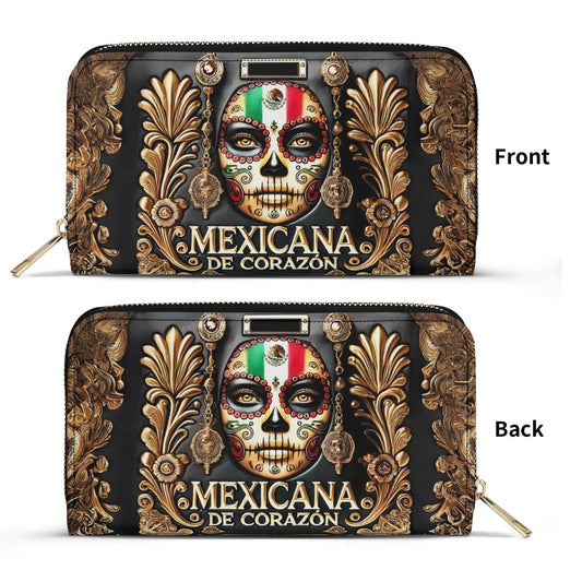 Mexicana de corazón - Personalized Leather Clutch Purse MEX04C